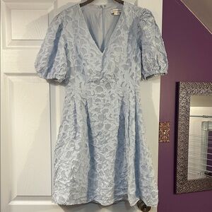 Club Monaco Light Blue Textured Mini Dress